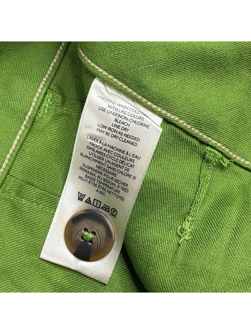Maeve Anthropologie Colette Pants Womens 27 Green Linen Wide Leg High Rise - Picture 14 of 15